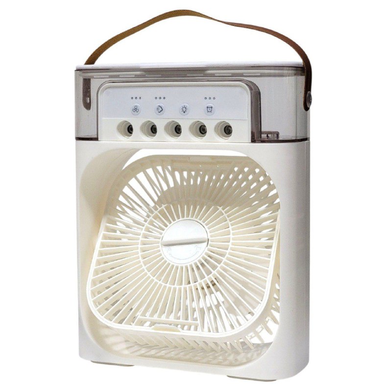 VENTILADOR MINI PORTATIL CON HUMIFICACION DE 3 VELOCIDADES, INCLUYE TANQUE DE AGUA PARA GENERAR NIEBLA FINA REFRESCANTE, SILENCIOSO Y COMODO