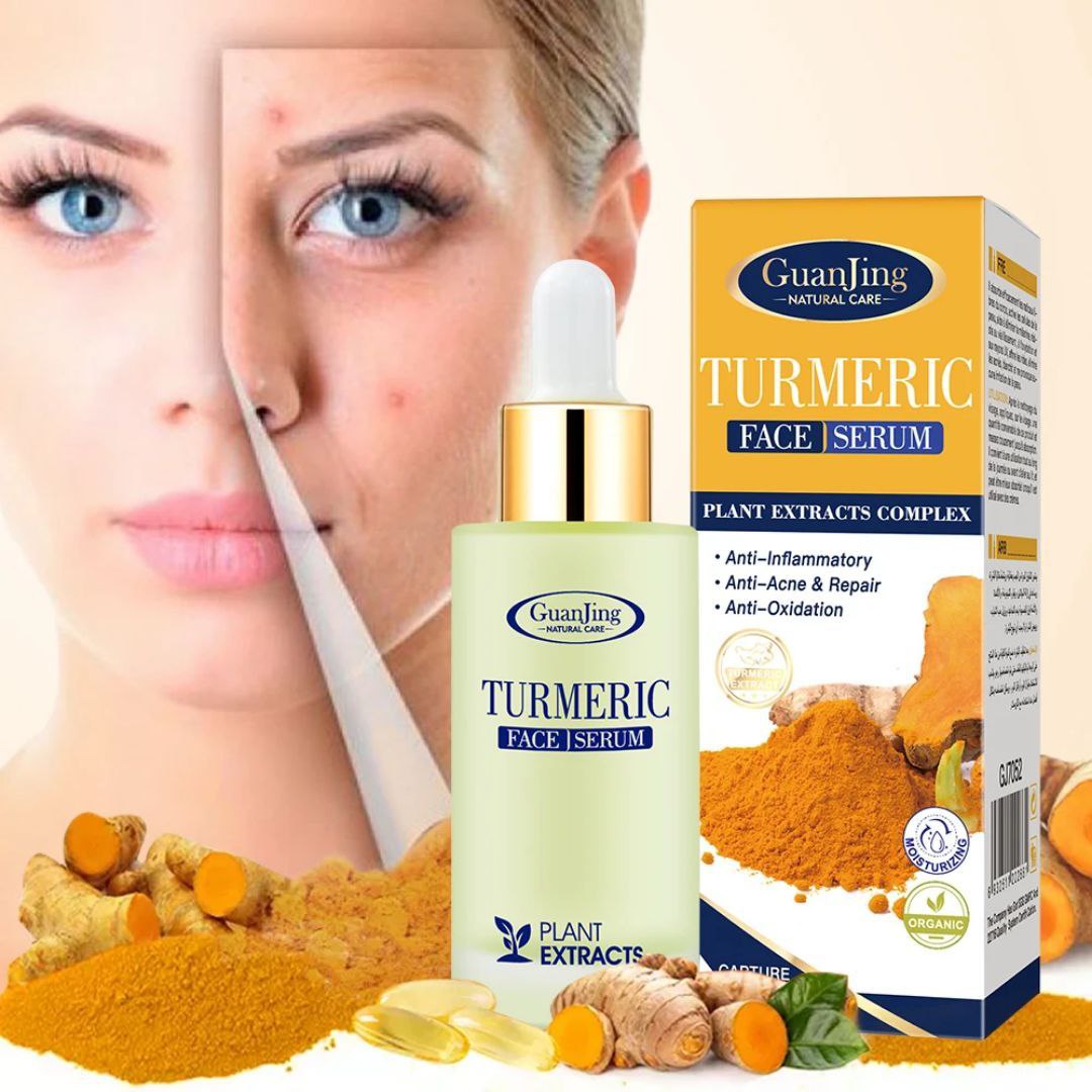 SUERO FACIAL CON CURCUMA COMPLEJO ANTIINFLAMATORIO, ANTIACNE, REPARADOR, ANTIOXIDANTE, REDUCE ARRUGAS, ACNE, BLANQUEADOR GUAJING NATURAL CARE TURMERIC FACE SERUM 30ML