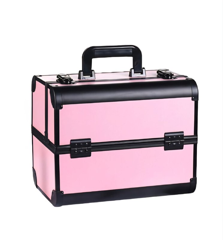 ESTUCHE ORGANIZADOR PROFESIONAL DE MAQUILLAJE, COSMETIQUERA PORTATIL DE 4 BANDEJAS PLEGABLES, 4 COLORES 32X21X26CM