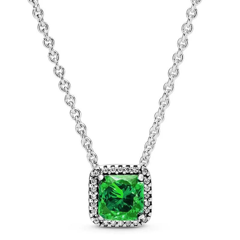 PDIJE2245$4 FORMA CUADRADO DIAMANTE VERDE PANDORA PLATA 9.25