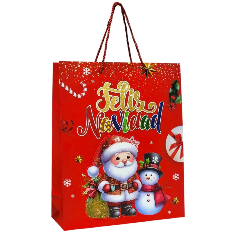 BOLSA DE REGALO NAVIDEÑA MEDIANA 32X26X10CM