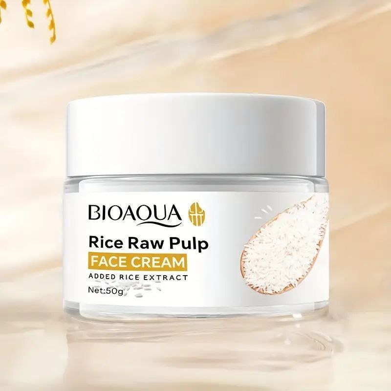 CREMA FACIAL DE PULPA CRUDA DE ARROZ HIDRATANTE Y NUTRITIVA, QUE CUIDA SUAVEMENTE LA PIEL, MEJORA LA SEQUEDAD E HIDRATADA BIOAQUA 50G