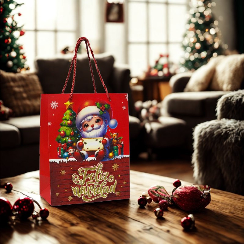 BOLSA DE REGALO NAVIDEÑA PAQUEÑA 18X23X10CM