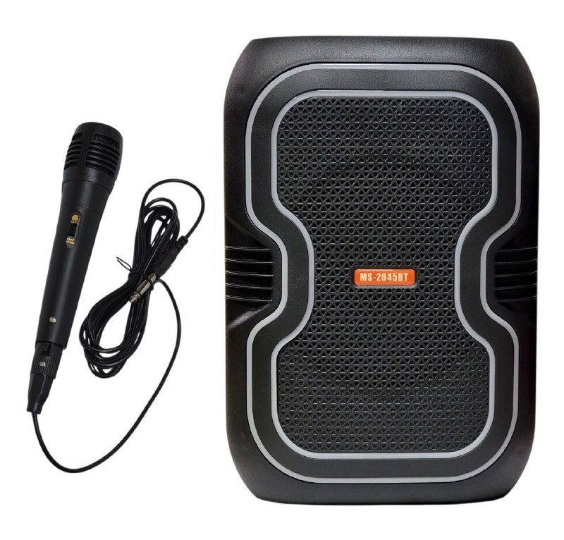 PARLANTE ALTAVOZ INALAMBRICO CON LUCES RGB Y POTENCIA DE 25W, CON MICROFONO PARA KARAOKE Y BATERIA DE LARGA DURACION MS-2045BT