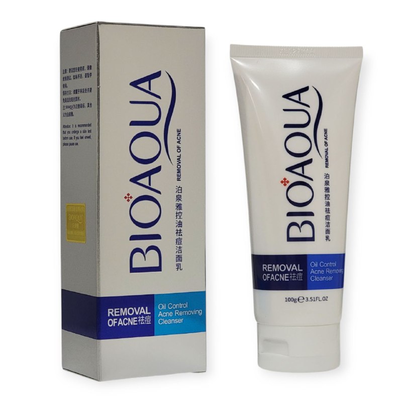 LIMPIADOR FACIAL EN ESPUMA CONTROL DE GRASA Y LIMPIADOR DE ACNE, MAQUILLAJE BIOAQUA 100MG