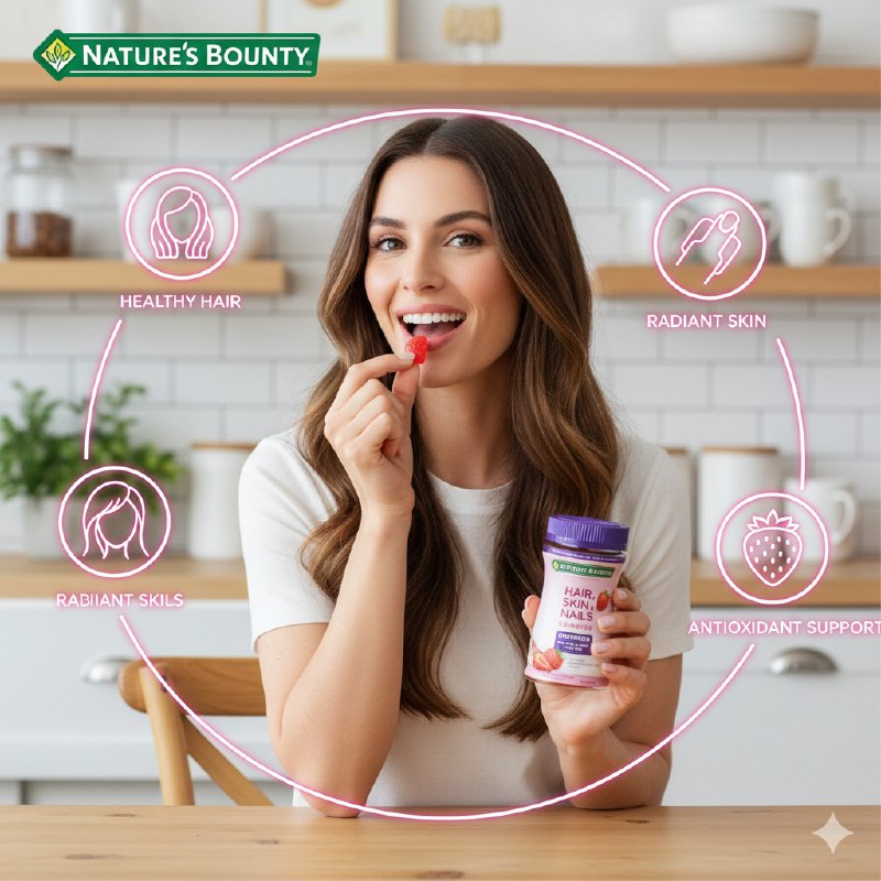 VITAMINAS EN GOMITAS PARA EL CABELLO, PIEL Y UÑAS SALUDABLES NATURES BOUNTY 40UND