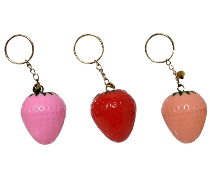 BRILLO LABIAL BALSAMO EN SET DE 3 PIEZAS DE FRESA, DURAZNO Y GUAYABA HIDRATANTES TIPO LLAVERO 8GX3