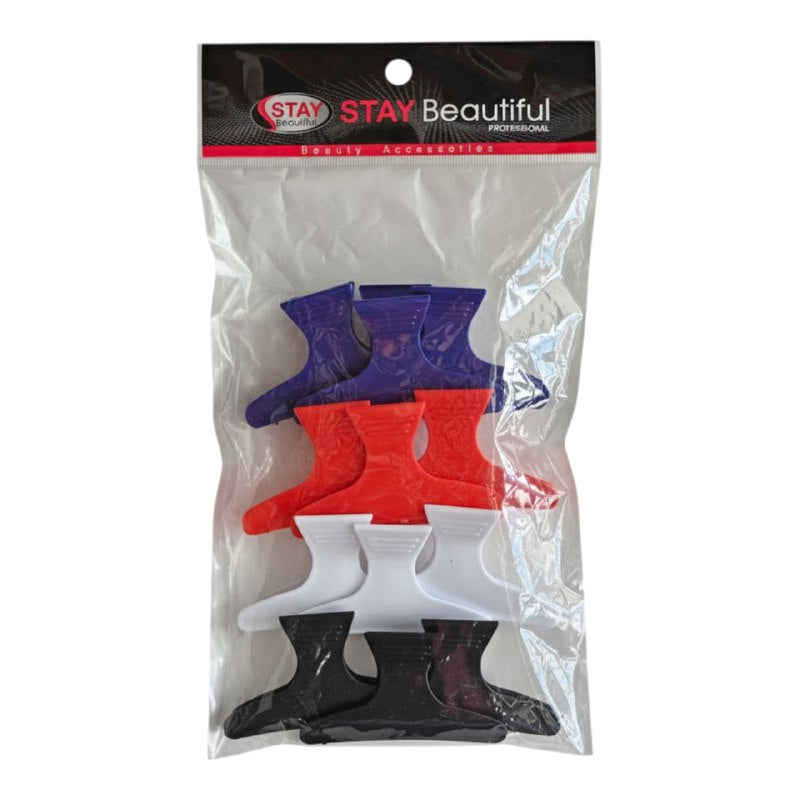 GANCHO PARA EL CABELLO EN SET DE 12 PIEZAS, ESTILO PINZAS PARA USO DE SALON DE BELLEZA STAY BEAUTIFUL 8CM