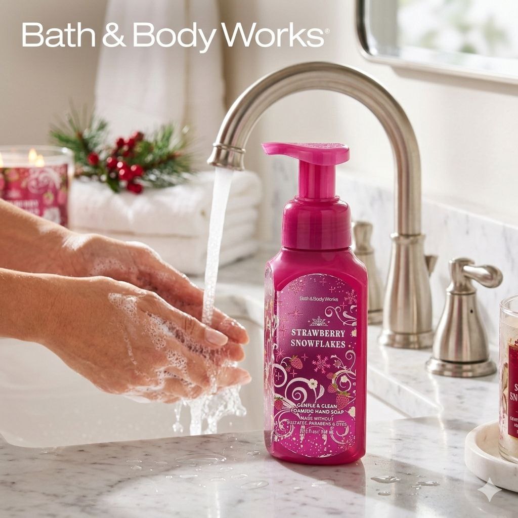 BATH & BODY WORKS JABON DE MANOS STRAWBERRY SNOWFLAKES MINT 236ML