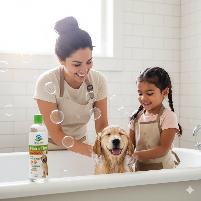 SHAMPOO PARA PERROS MASCOTAS REPELENTE DE PULGAS Y GARRAPATAS AROMA A MENTA PETCARE 414ML