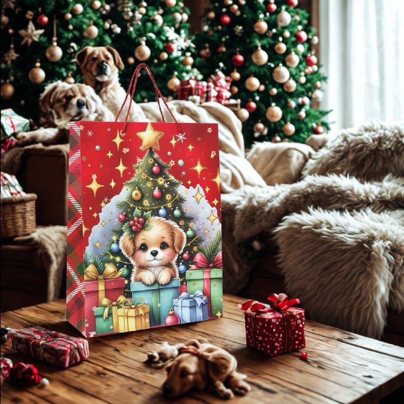 BOLSA DE REGALO NAVIDEÑA GRANDE 30X40X12CM