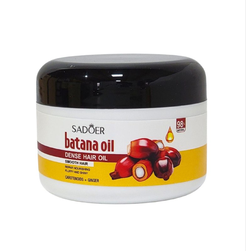 ACEITE PARA EL CABELLO DENSO DE ACEITE DE BATANA, CAROTENOIDES Y JENGIBRE, CABELLO ESPONJOSO, BRILLANTE Y LISO, HIDRATA Y NUTRE EL CABELLO SADOER BATANA OIL 100G