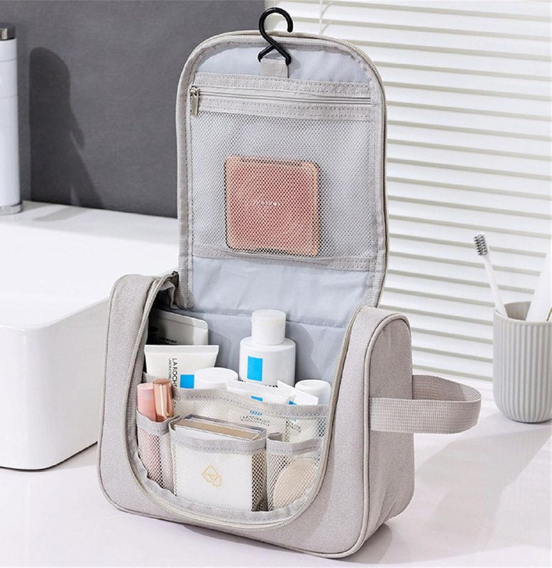 COSMETIQUERA ECONOMICA ORGANIZADORA DE MAQUILLAJE O COSMETICOS PORTATIL CON GANCHO PARA COLGAR 4 COLORES TABU 24.5X18.5X8.5CM