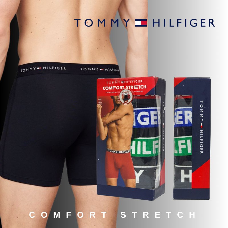 ROPA INTERIOR PARA CABALLERO TOMMY HILFIGER COMFORT STRETCH BOXER BRIEF 4 UNIDADES TALLA MEDIUM 32-34 (M)