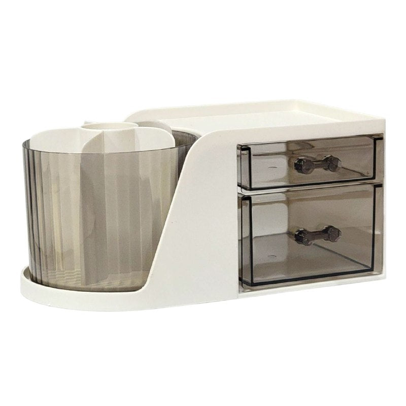 ORGANIZADOR DE MAQUILLAJE, MULTIFUNCIONAL GIRATORIO CON CAJONES PARA ESCRITORIO O COSMETICOS CON SOPORTE GIRATORIO DE 360 GRADOS PEN HOLDEN STORAGE BOX