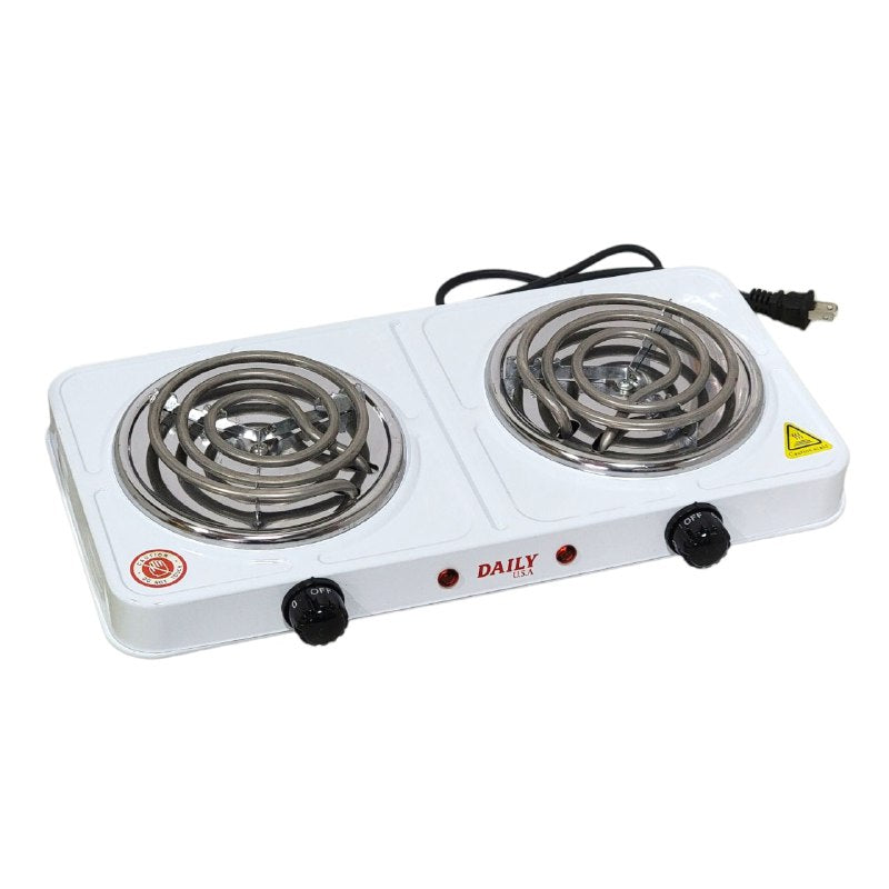 MAQUINA ESTUFA ELECTRICA DE 2 HORNILLAS PORTATIL 1000W DAILY ELECTRIC