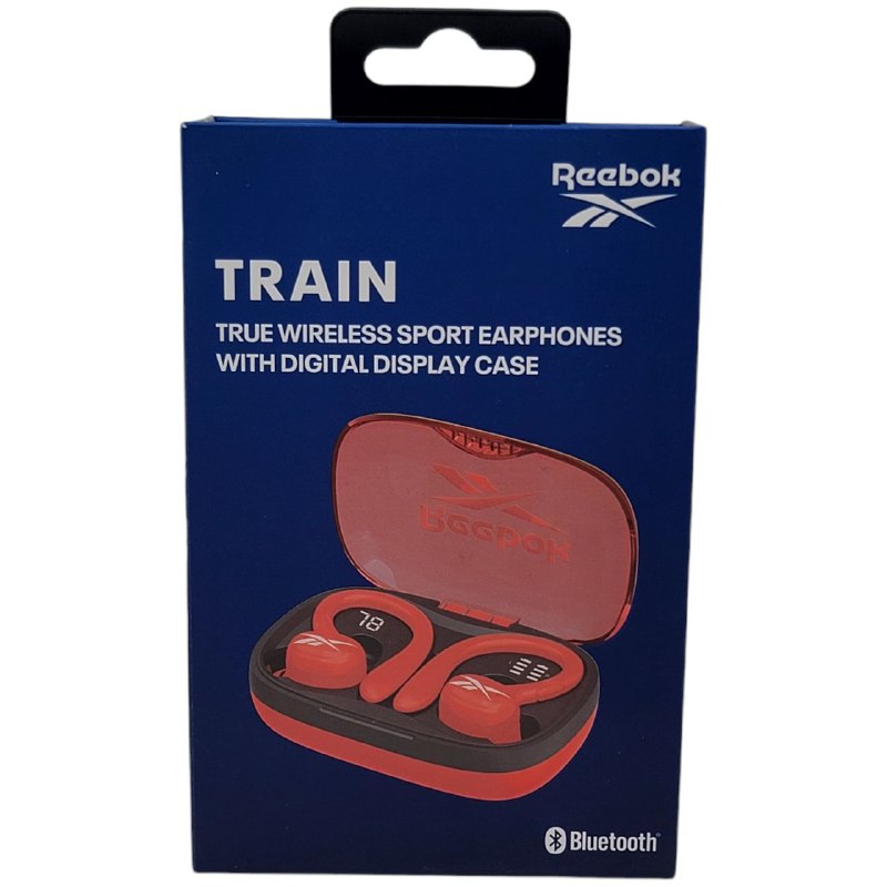 AUDIFONOS AURICULARES INALAMBRICOS ORIGINALES SONIDO DE ALTA CALIDAD, AJUSTE DEPORTIVO, RESISTENTE AL AGUA Y SUDOR, CON LUZ, PANTALLA LED, BATERIA 5H REEBOK TRAIN