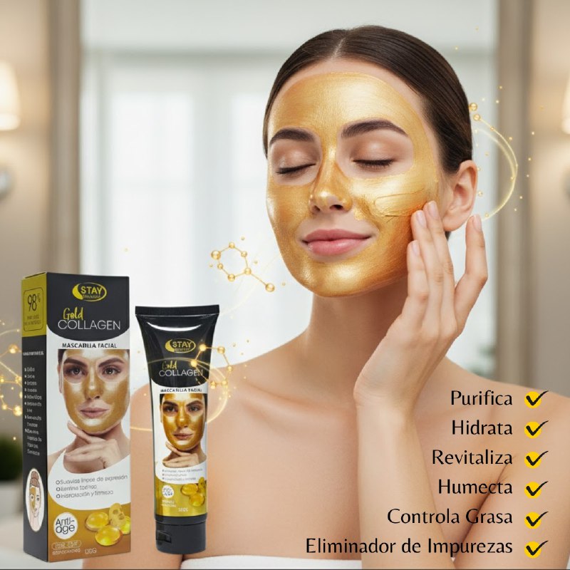 MASCARILLA FACIAL CON COLAGENO DORADO SUAVIZANTE ANTIENVEJECIMIENTO STAY BEAUTIFUL 120G