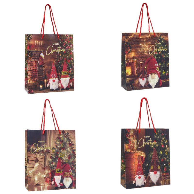 BOLSA DE REGALO NAVIDEÑA PEQUEÑA 19.5X23.5X8CM