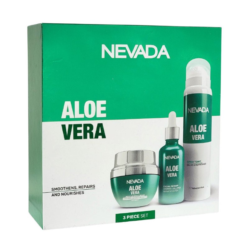 SET FACIAL DE ALOE VERA SUAVIZANTE DE 3 PIEZAS HIDRATANTE REJUVENECEDOR NEVADA