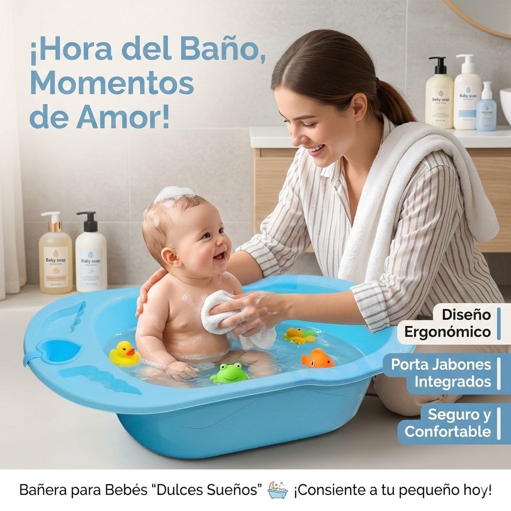 BAÑERA PARA BEBÉ DE PLASTICO DE ALTA DURABILIDAD 26X50X90CM