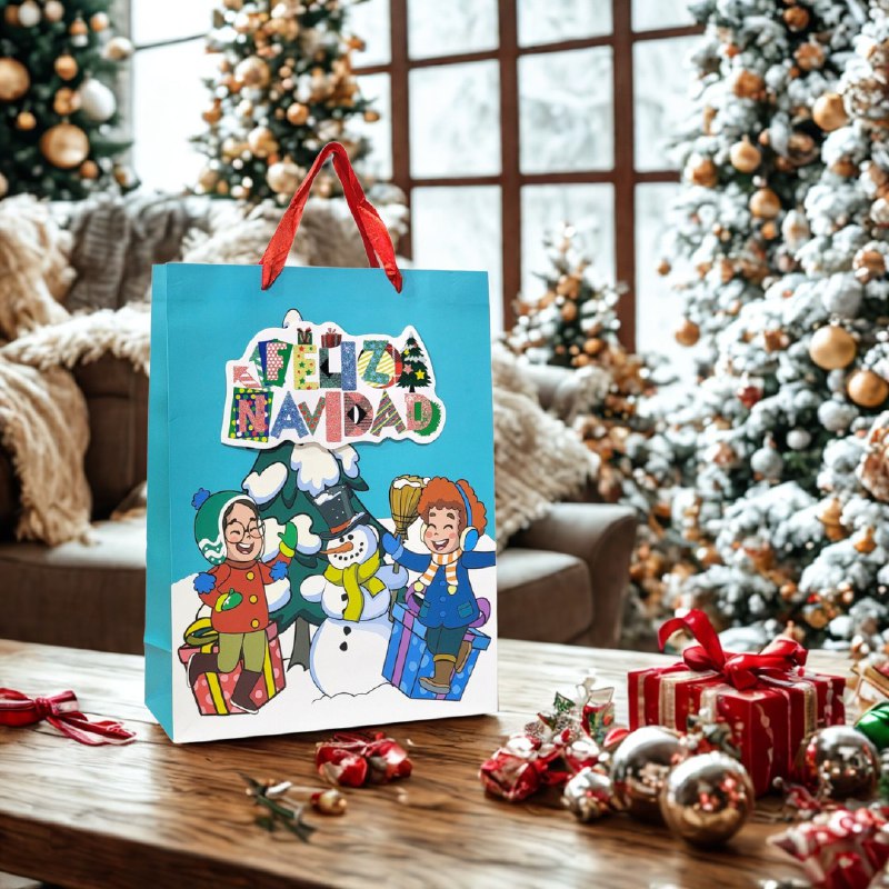 BOLSA DE REGALO NAVIDEÑA MEDIANA 26X32X10CM