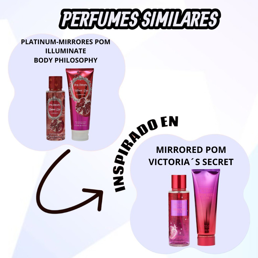 SET BODY PHILOSOPHY PLATINUM MIRRORED POM ILLUMINATE SPLASH Y CREMA CORPORAL (M) (AROMA SIMILAR A VICTORIAS SECRET MIRRORED POM)