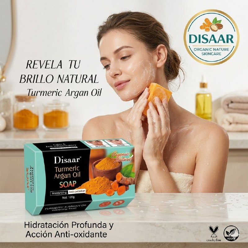 JABON FACIAL EN BARRA DE CURCUMA Y ACEITE DE ARGAN DISAAR  120G