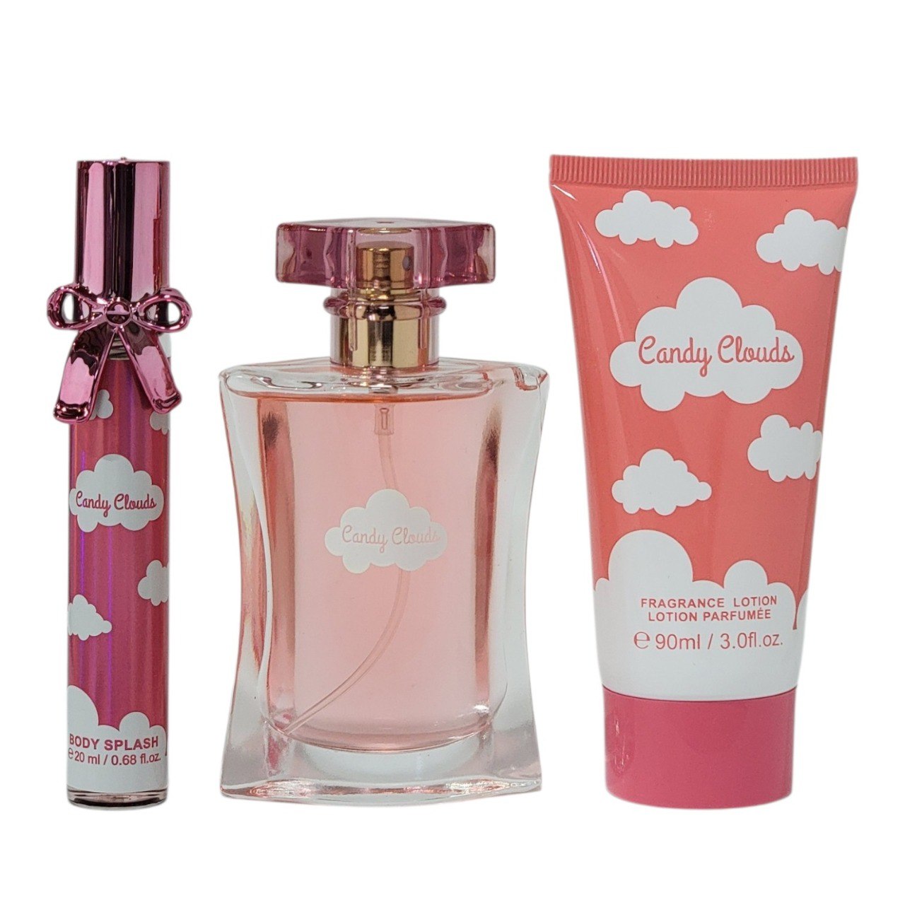 SET DE PERFUME MYSTICAL CANDY CLOUDS 3PCS (M) (AROMA SIMILAR A ARIANA GRANDE CLOUD PINK)