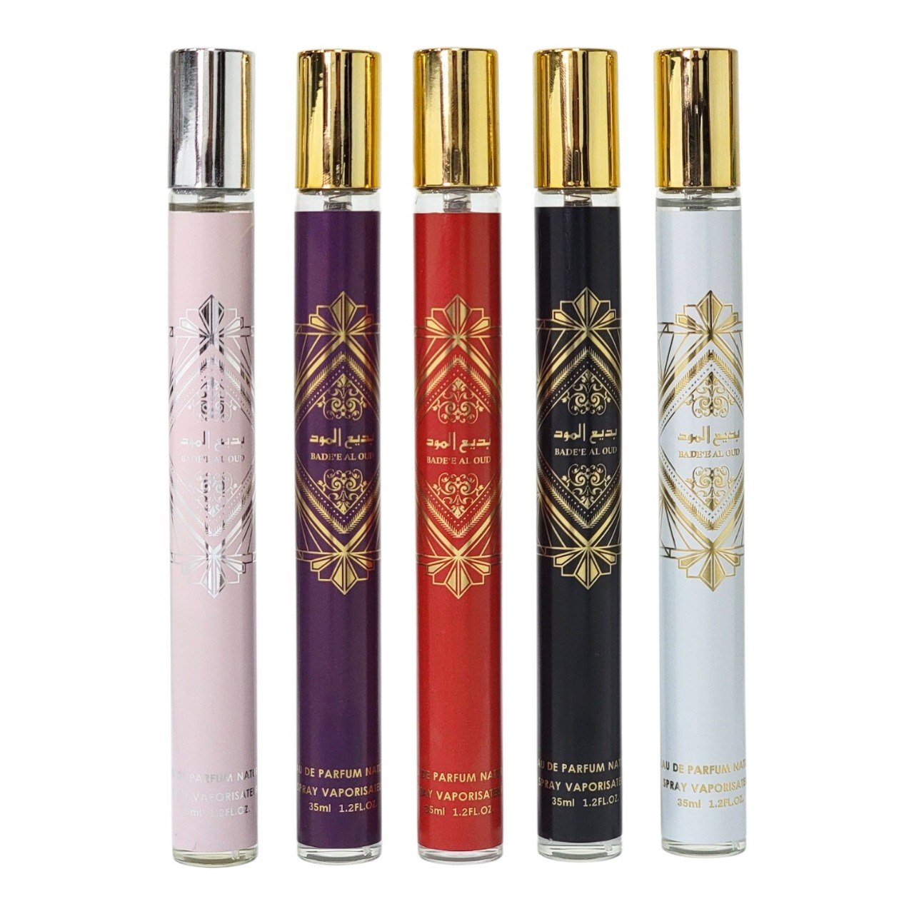 SET PERFUME EN TUBO PARA DAMA MYSTICAL EDP (M) 35ML X 5PCS (INSPIRADO EN LATTAFA BADE'E AL OUD)