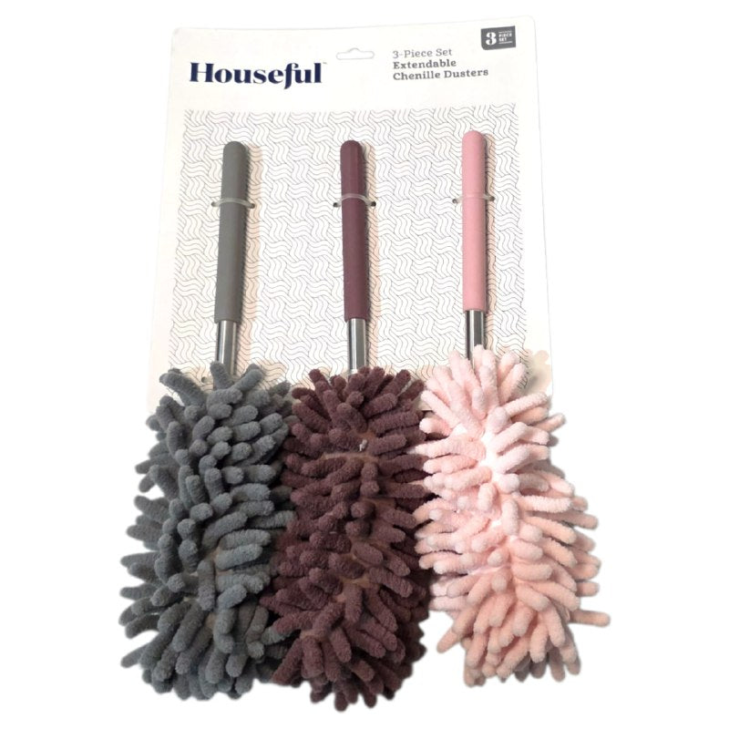 PLUMERO LIMPIADOR DE MICROFIBRA EN SET DE 3 PIEZAS PARA LIMPIEZA 77CM, ATRAPA Y RETIENE EL POLVO HOUSEFUL