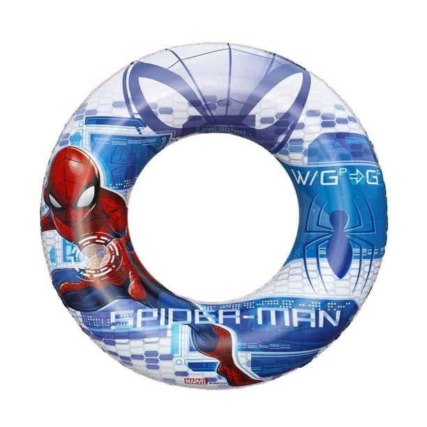 FLOTADOR INFLABLE TIPO SALVAVIDAS DE PLASTICO INFANTIL DE SPIDERMAN MARVEL BESTWAY 56CM