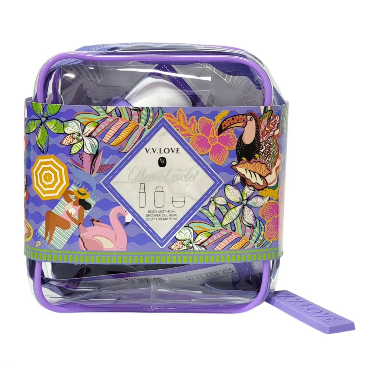 SET DE VIAJE VV LOVE ETHEREAL VIOLET CON SPLASH 3PCS (M) (AROMA SIMILAR A SOL DE JANEIRO DELICIA DRENCH)