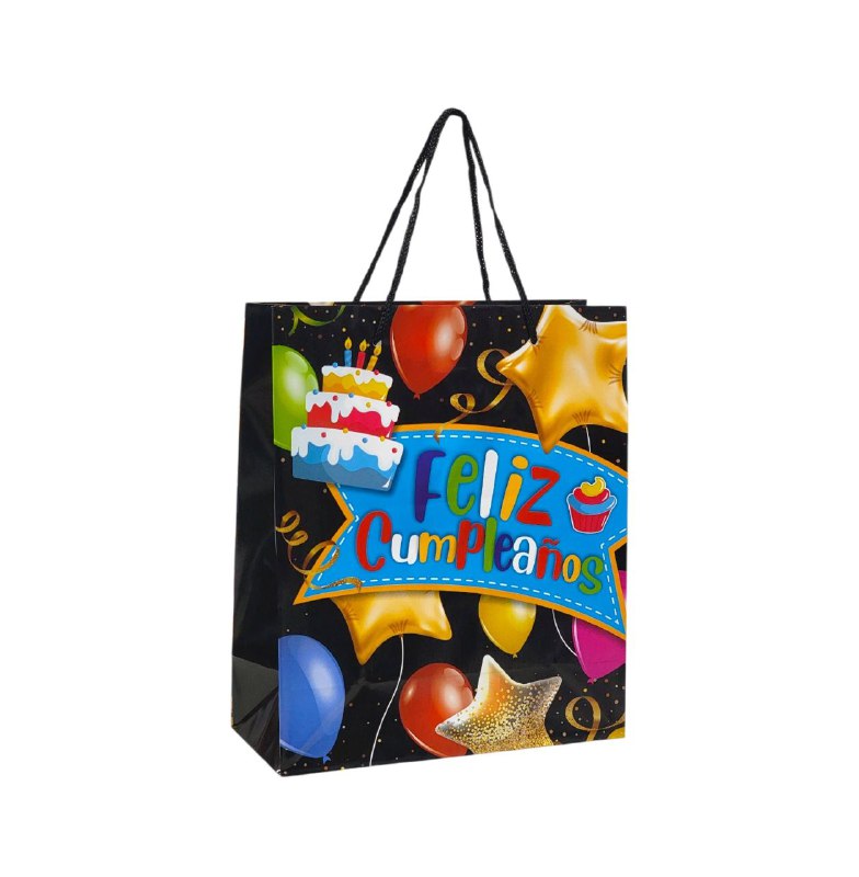 BOLSA DE REGALO FELIZ CUMPLEAÑOS PEQUEÑA 18X8X21.5CM