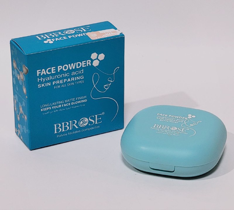 POLVOS DE MAQUILLAJE FACILES COMPACTOS DE ACIDO HIALURONICO, ACTUA COMO BASE PARA EL ROSTRO CON MINIMO COLOR Y TEXTURA, ACABADO MATE TRANSLUCIDO TONO 01 BBROSE FACE POWDER