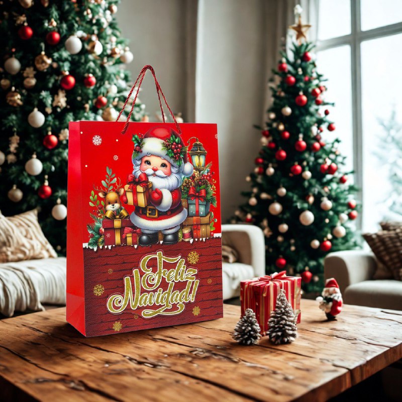 BOLSA DE REGALO NAVIDEÑA MEDIANA 26X32X10CM