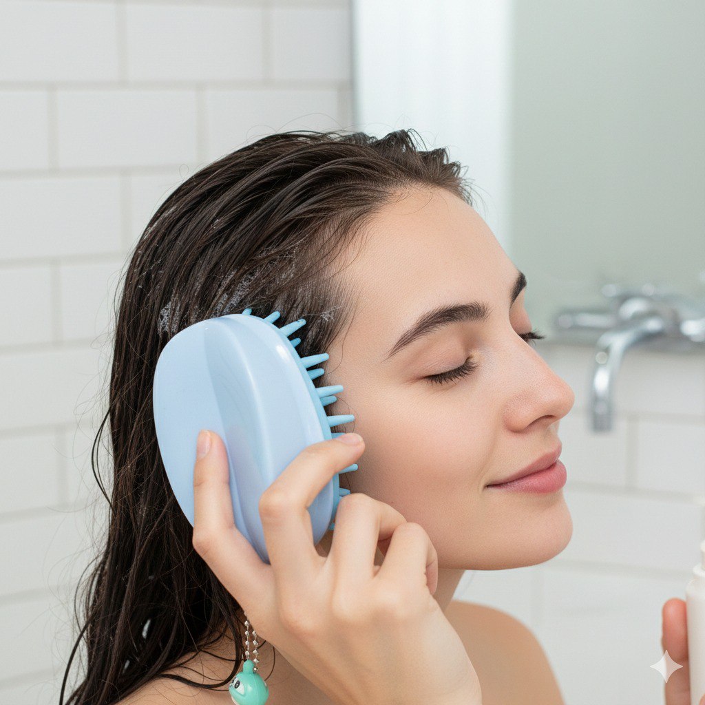 CEPILLO PARA EL CABELLO MASAJEADOR DE SILICONA 5X10CM