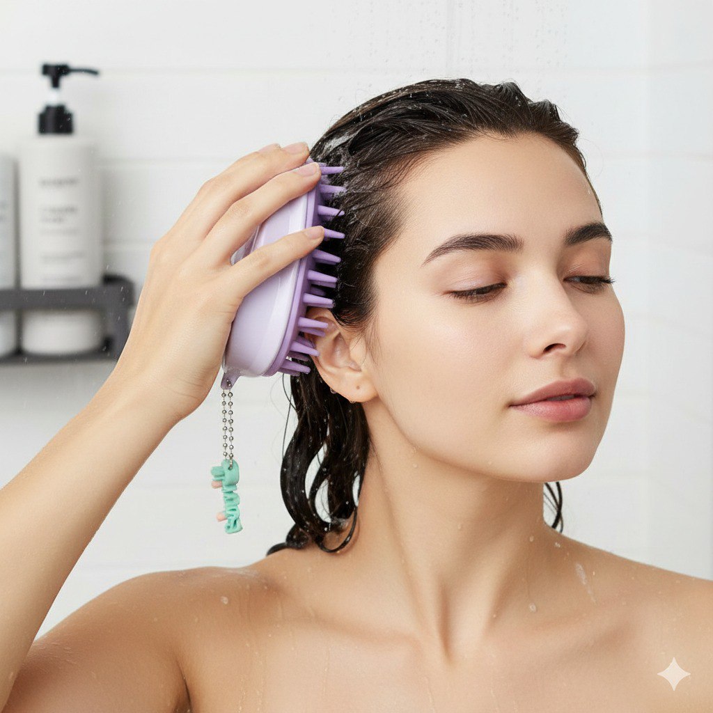 CEPILLO PARA EL CABELLO MASAJEADOR DE SILICONA 5X10CM