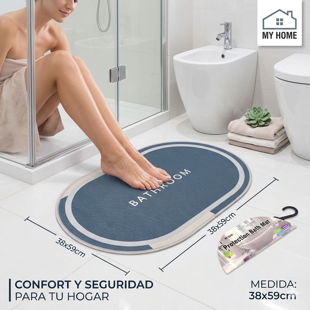ALFOMBRA DE BAÑO ANTIDESLIZANTE MY HOME 39X49CM