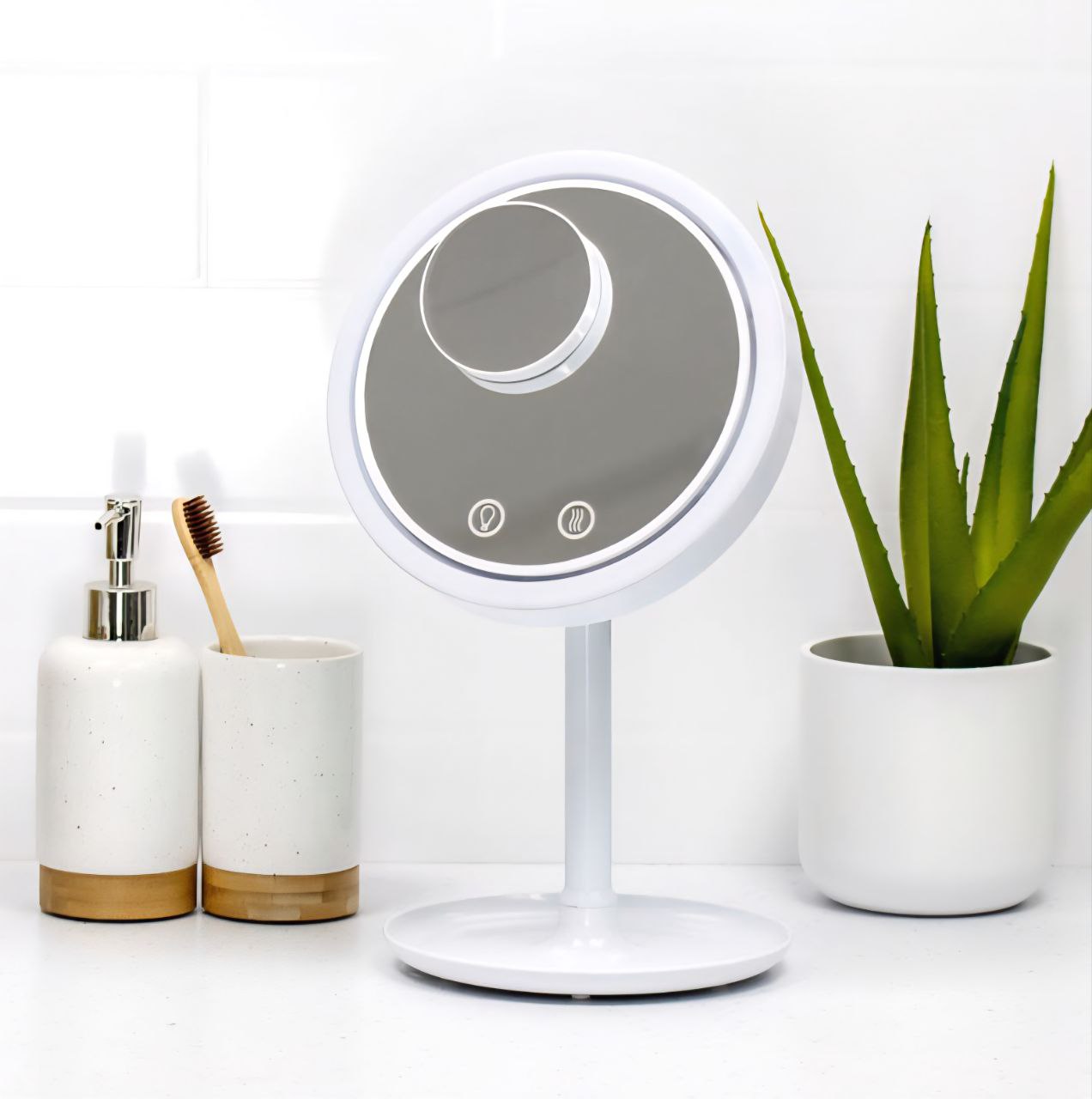 ESPEJO LED DE MANTEQUILLAJE CON VENTILADOR