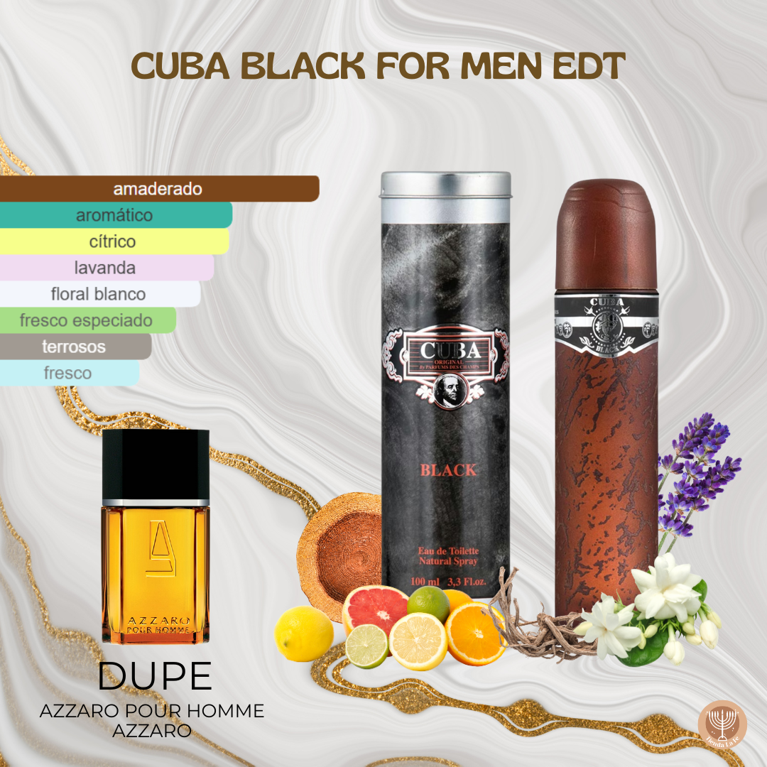 CUBA BLACK FOR MEN EDT 100ML (H)(DUPE DE AZZARO POUR HOMME AZZARO)