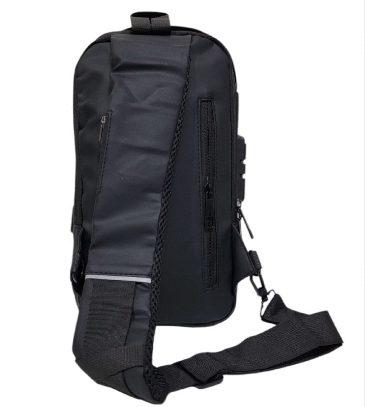 MOCHILA CRUZADA IMPERMEABLE PARA HOMBRES CON PUERTO DE CARGA USB, PARA SEDERISMO, GRAN CAPACIDAD, CANDADO ANTIRROBO THE ORIGIN 21X35CM