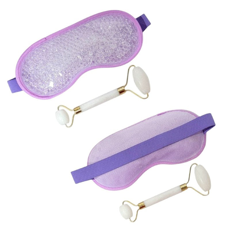 KIT FACIAL, MASCARILLA PARA OJOS Y RODILLO DE JADE, TERAPIA FRIO Y CALOR, CALMA Y ALIVIA LA HINCHAZON FACIAL 3 COLORES RUBY FACE