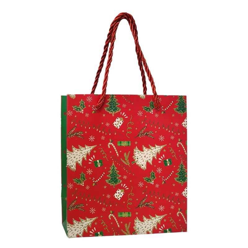 BOLSA DE REGALO NAVIDEÑA EXTRA PEQUEÑA 14X16X7CM