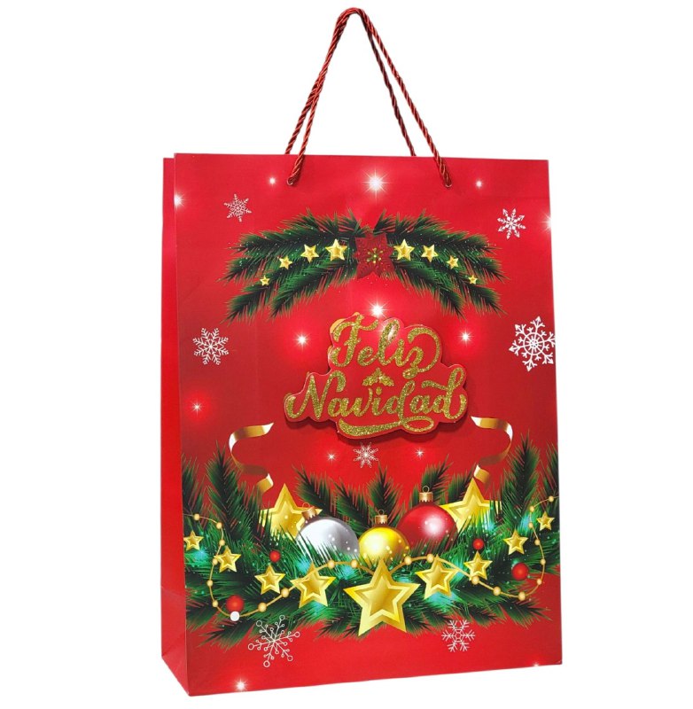 BOLSA DE REGALO NAVIDEÑA GRANDE 30X40X12CM