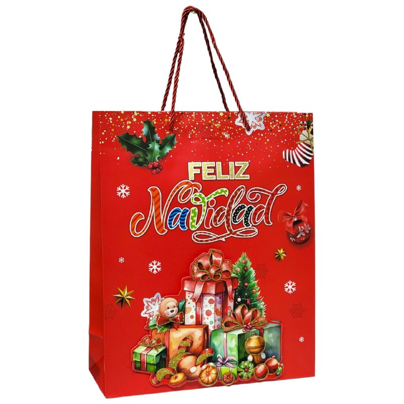 BOLSA DE REGALO NAVIDEÑA MEDIANA 32X26X10CM