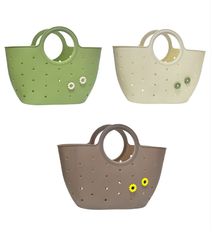 CANASTA ORGANIZADORA, CESTA PORTATIL, TIPO BOLSA DE PVC, PRACTICA, MODERNA Y RESISTENTE IDEAL PARA IR DE COMPRAS, PLAYA O DIA A DIA, 3 COLORES 40X23CM