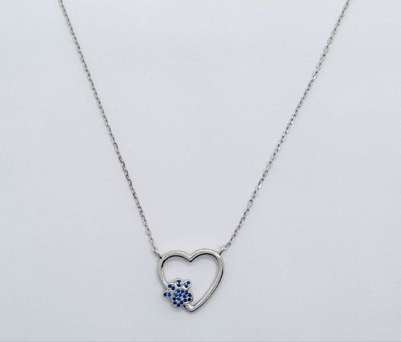 PDIJE2254$1 CORAZON Y PATA DE PERRO AZUL PLATA 9.25