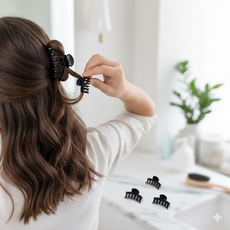 GANCHO PARA EL CABELLO DE MATERIAL RESISTENTE 3X4CM EVOK 6 PIEZAS