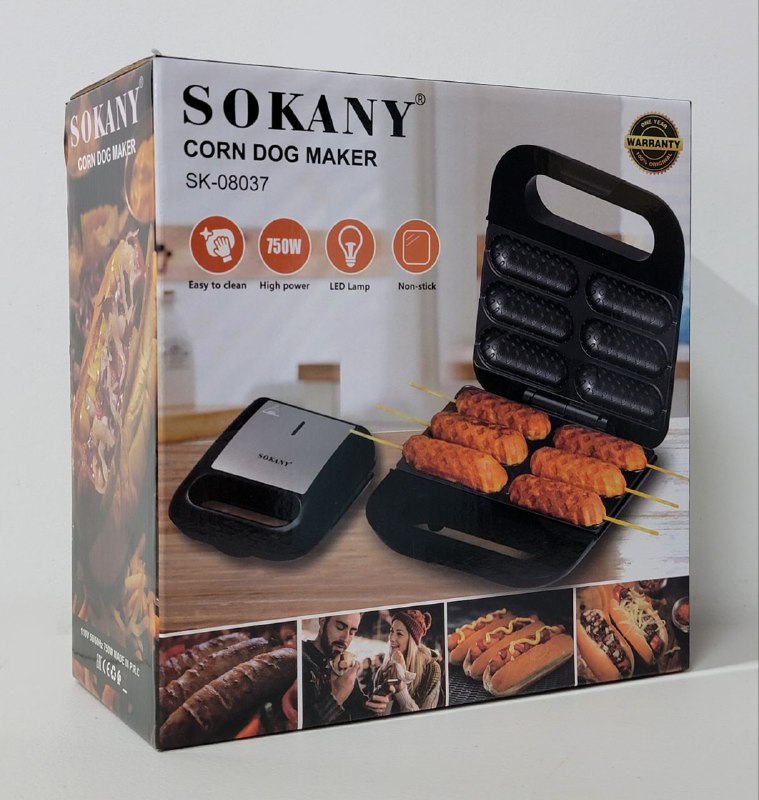 MAQUINA FABRICANTE DE PERROS DE MAIZ 750W SK-08037 SOKANY